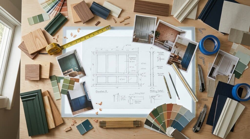 Muestras para planificar la decoración de una pared